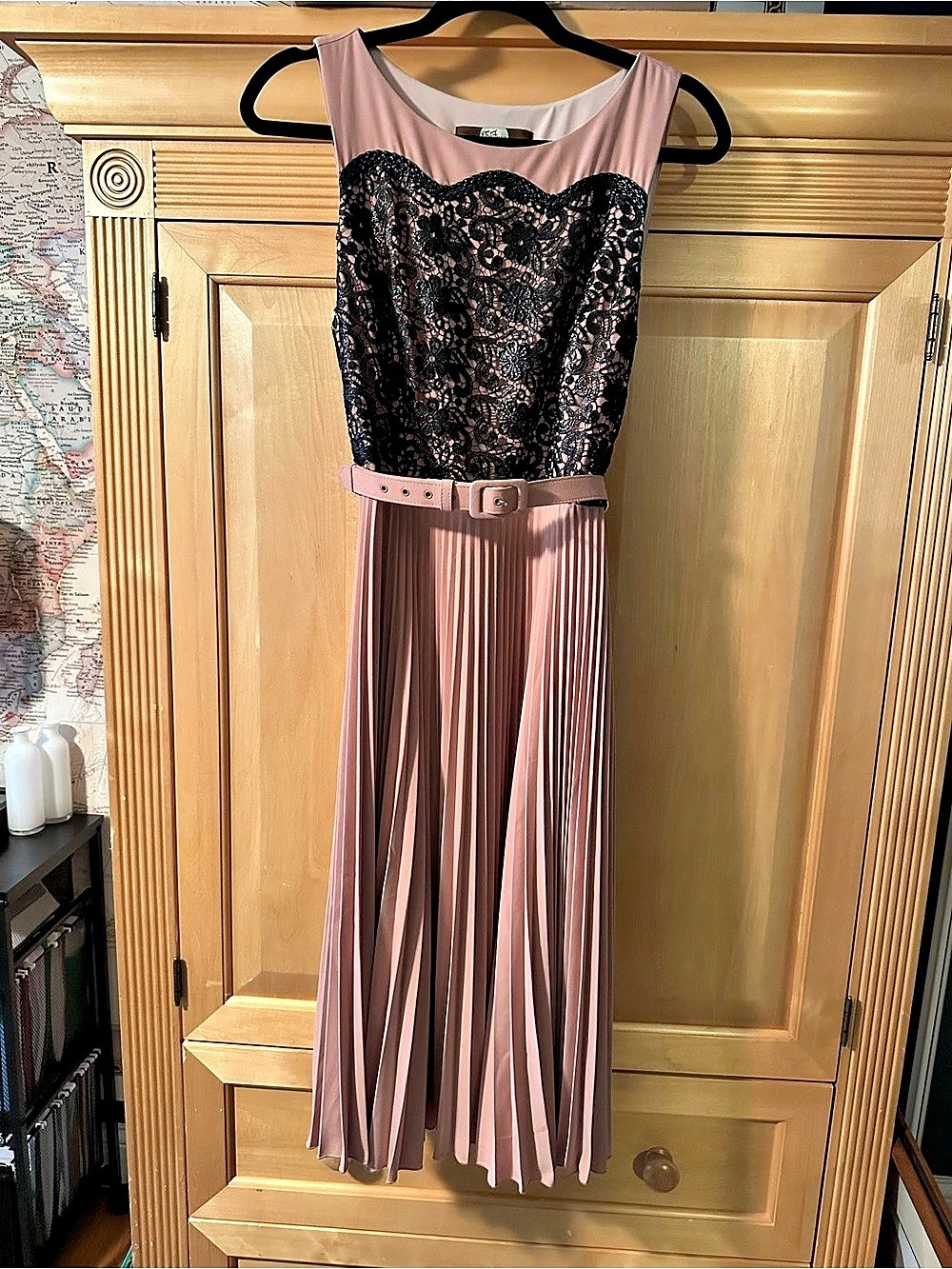 Eva Franco Floral Lace Maxi Dress Pink Black Size 10 Like New